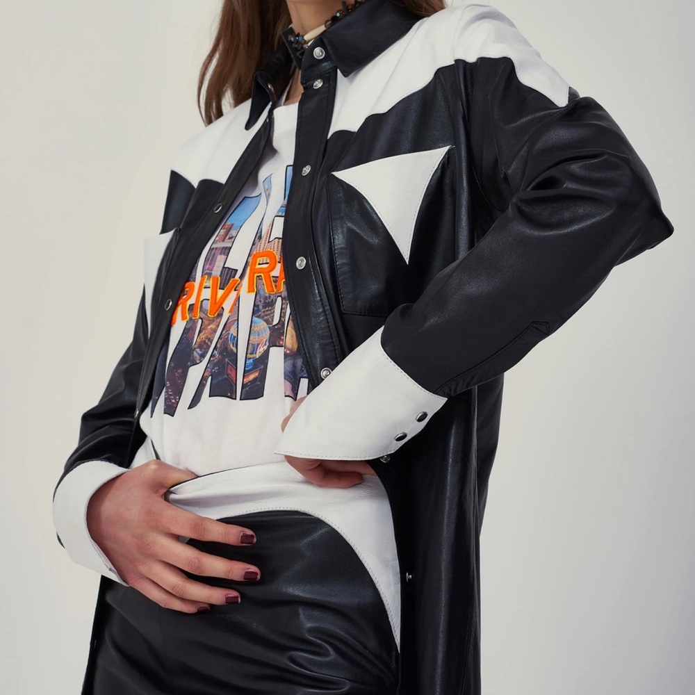 Filles A Papa Leather Western Shirt Dress